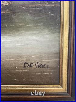 Huile sur toile signée De Vries, paysage hollandais