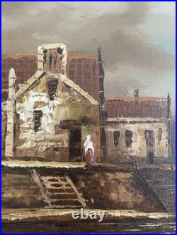 Huile sur toile signée De Vries, paysage hollandais