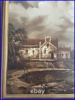 Huile sur toile signée De Vries, paysage hollandais