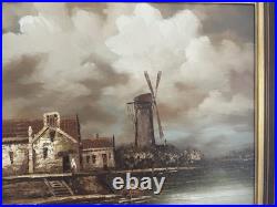 Huile sur toile signée De Vries, paysage hollandais