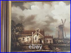 Huile sur toile signée De Vries, paysage hollandais