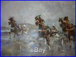 Huile sur toile signée Louis Vidal course de chevaux peinture tableau