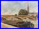 Huile sur toile signée vue présumée de la Seine à Rouen Normandie
