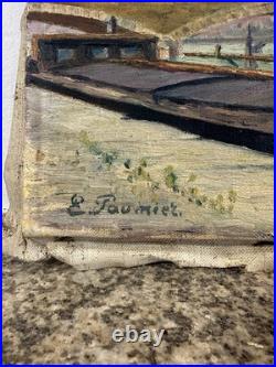 Huile sur toile signée vue présumée de la Seine à Rouen Normandie