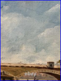 Huile sur toile signée vue présumée de la Seine à Rouen Normandie