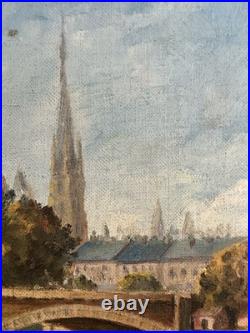 Huile sur toile signée vue présumée de la Seine à Rouen Normandie