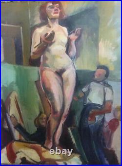 Huile sur toile vers 1940 nu, femme nue Janine Marca (Remise mains propres)