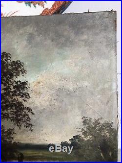 Huile toile peinture tableau ECOLE BARBIZON Adrien Rousseau (1814-1851) XIXe 19e