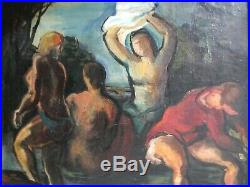 Important tableau expressionniste de Rodolphe Caillaux. Composition daté 1946