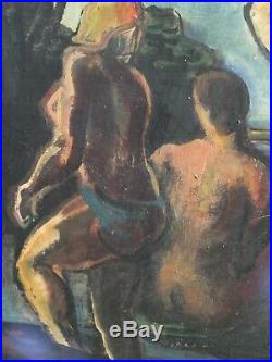 Important tableau expressionniste de Rodolphe Caillaux. Composition daté 1946
