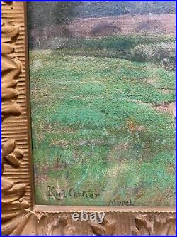 Impressionniste pastel tableau Karl Cartier (1855-1925) Moret Sur Loing, Vers
