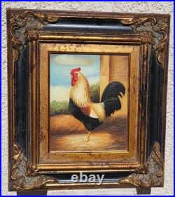 JACKSON. Représentant un coq fier. Peinture huile sur toile
