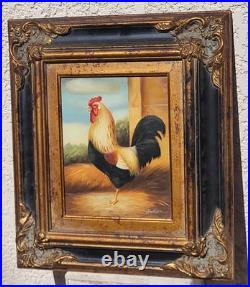 JACKSON. Représentant un coq fier. Peinture huile sur toile