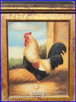 JACKSON. Représentant un coq fier. Peinture huile sur toile