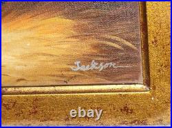 JACKSON. Représentant un coq fier. Peinture huile sur toile