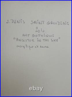 JD Saint-Gaudens Acrylique sur papier toilé Signée Portrait 2010