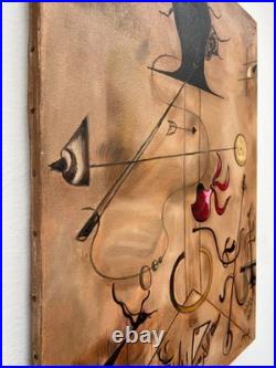 JOAN MIRO PEINTURE HUILE SUR TOILE RARE SIGNÉE 20 x 28 pouces