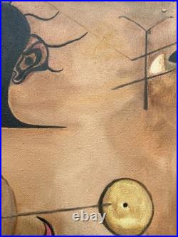 JOAN MIRO PEINTURE HUILE SUR TOILE RARE SIGNÉE 20 x 28 pouces