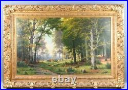 J. J. Van POORTEN 1841-1914 Scène de Forêt Animé Peinture huile sur toile signée