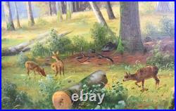 J. J. Van POORTEN 1841-1914 Scène de Forêt Animé Peinture huile sur toile signée