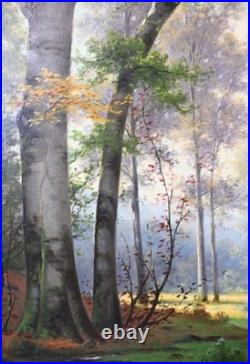 J. J. Van POORTEN 1841-1914 Scène de Forêt Animé Peinture huile sur toile signée