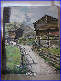 J. Wagner Peinture Huile Sur Toile Signee Paysage Montagne