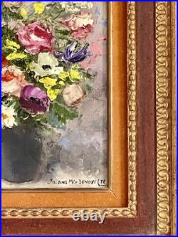 Jacques DUNOYER- Bouquet de fleurs aux pavots. Très belle Huile sur toile signée