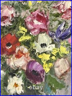 Jacques DUNOYER- Bouquet de fleurs aux pavots. Très belle Huile sur toile signée