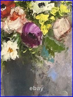 Jacques DUNOYER- Bouquet de fleurs aux pavots. Très belle Huile sur toile signée