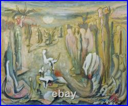 Jacques Le Noane (1928-2016) Composition Surrealiste Huile Sur Toile 1980 (6)