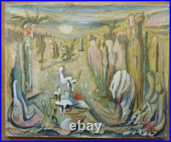 Jacques Le Noane (1928-2016) Composition Surrealiste Huile Sur Toile 1980 (6)