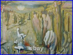 Jacques Le Noane (1928-2016) Composition Surrealiste Huile Sur Toile 1980 (6)