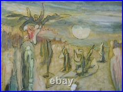 Jacques Le Noane (1928-2016) Composition Surrealiste Huile Sur Toile 1980 (6)