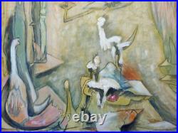 Jacques Le Noane (1928-2016) Composition Surrealiste Huile Sur Toile 1980 (6)