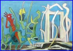 Jacques Le Noane (1928-2016) Composition Surrealiste Huile Sur Toile Vs 1980 115