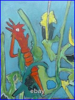 Jacques Le Noane (1928-2016) Composition Surrealiste Huile Sur Toile Vs 1980 115