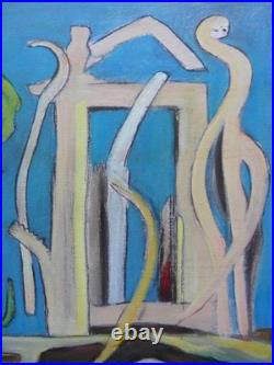 Jacques Le Noane (1928-2016) Composition Surrealiste Huile Sur Toile Vs 1980 115