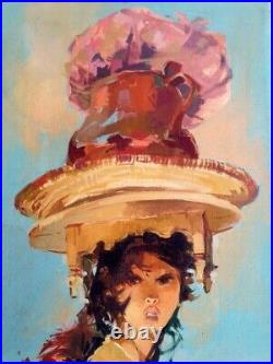 Jean Gaston Mantel huile sur toile Porteuse d'eau peinture tableau cote fantasia