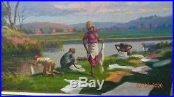 Jean Rambininstsoa Peintre Malgache Madagascar Lavandieres Huile Vers 1940