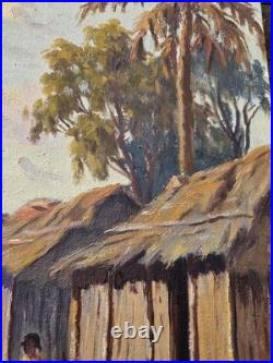 Jean Rambinintsoa (1899-1986) Village Anime Tableau Malgache Madagascar HST
