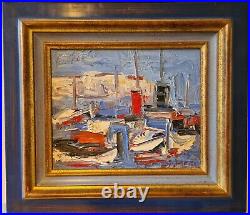 Jean SARDI (Né en 1947) Marine à Antibes Huile sur Toile Cadre DELF