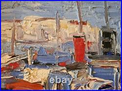 Jean SARDI (Né en 1947) Marine à Antibes Huile sur Toile Cadre DELF