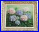 Jean VERDIER (1901-1969) Huile sur toile tableau fleurs hortensia encadré signé