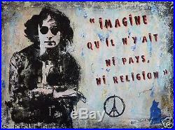 Jean VIRTUEL (1954) HsT 2015 / STREET ART URBAIN John LENNON Imagine Beatles