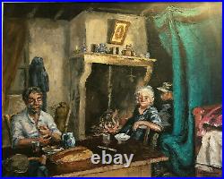 Jehan Berjonneau 1890-1972, grand tableau huile sur toile 100x81 cm