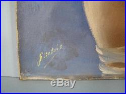 Jeune Femme Nue Huile Sur Toile Signée G. Arbois / Peinture Style Domergue