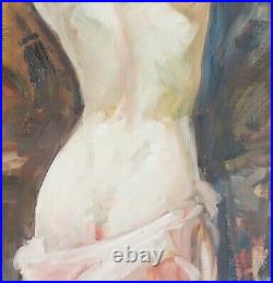 Jeune Femme Nue -huile/ toile 50x60-signée Alan-Oil painting nude woman