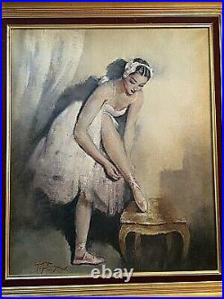 Jolie Peinture, Huile Sur Toile Danseuse Ballerine Georges Pierre Guinegault