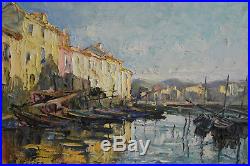 Joseph Hurard. Vue du port de Martigues. Huile sur toile v686
