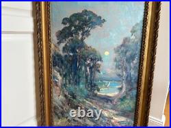 Jules IZIER 1932 Huile sur toile Voiliers en bord de mer 80x54,5 cadre d'époque